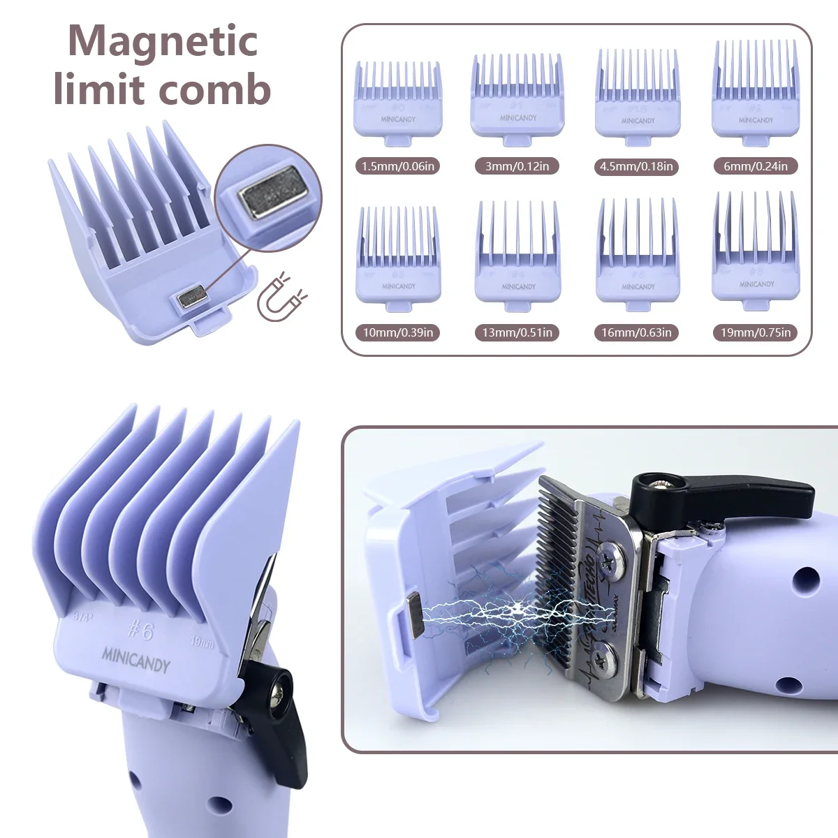 JUCAI MINICANDY JC06 ماكينة قص الشعر الكهربائية DLC Blade 7200RPM محرك بدون فرشاة مع شاحن قاعدة 3200 مللي أمبير في الساعة ماكينة قص الشعر