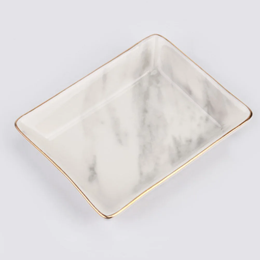 

Marble Pattern Ceramic Jewelry Plate Small Size Gold Trim Ring Dish Holder Jewelry Tray Home Decoration Ring Dish