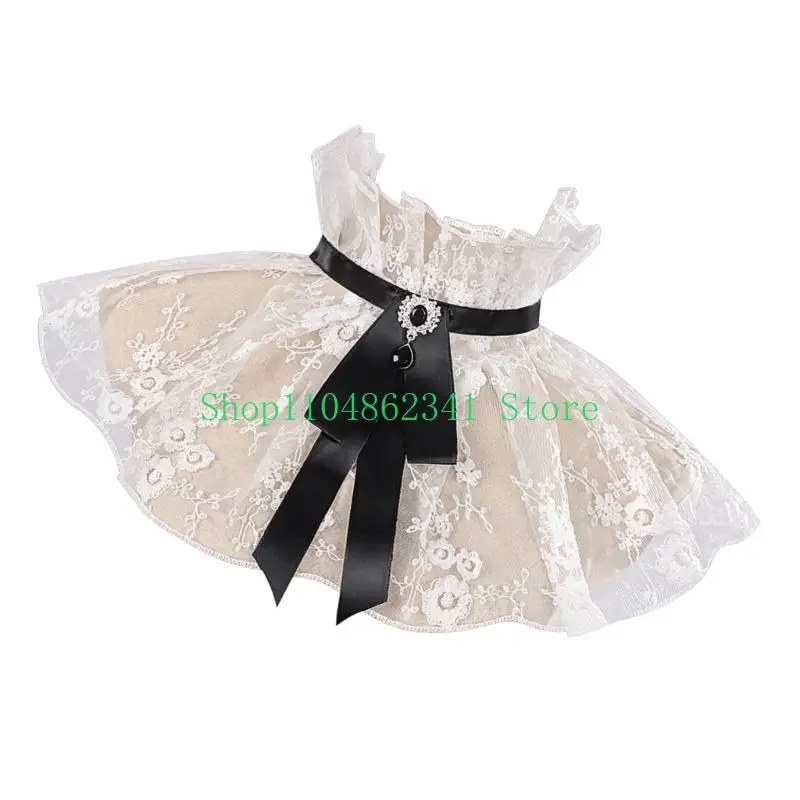 652F Victorian Detachable Collar Soft Linen Neckwear Ruffle Collar For Formal Occasion Celebration Stage Performances Props