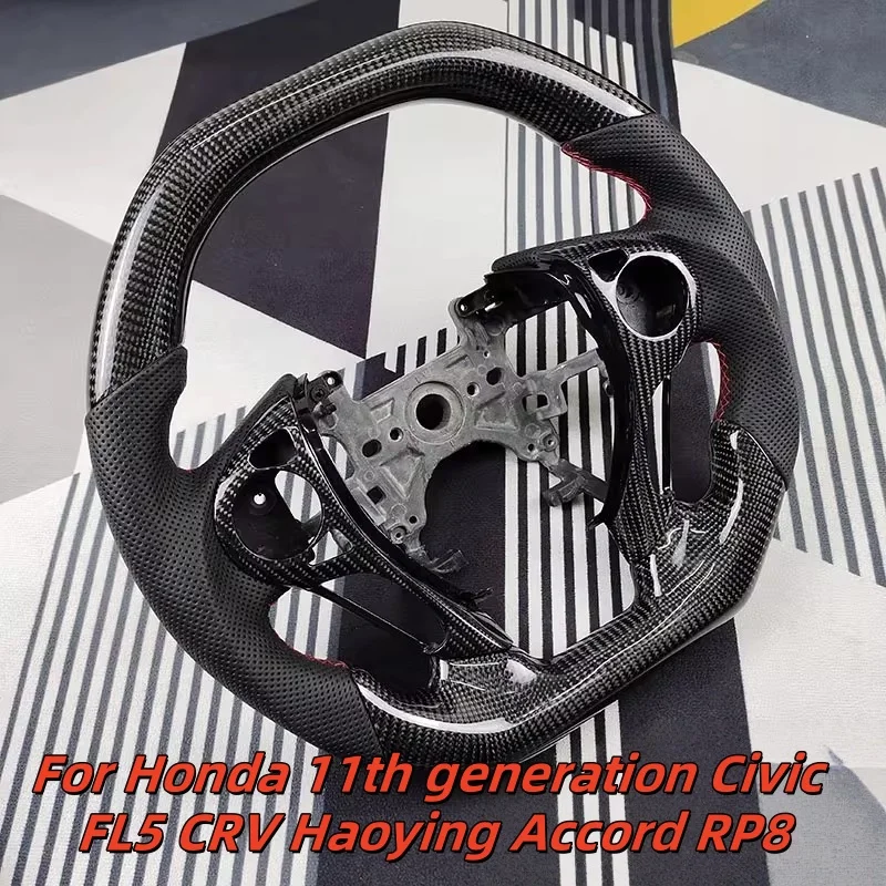 

Car Steering Wheel Carbon Fiber Custom Made Leather For Honda 11th Generation Civic FL5 CRV Haoying Accord RP8 Car Accessories