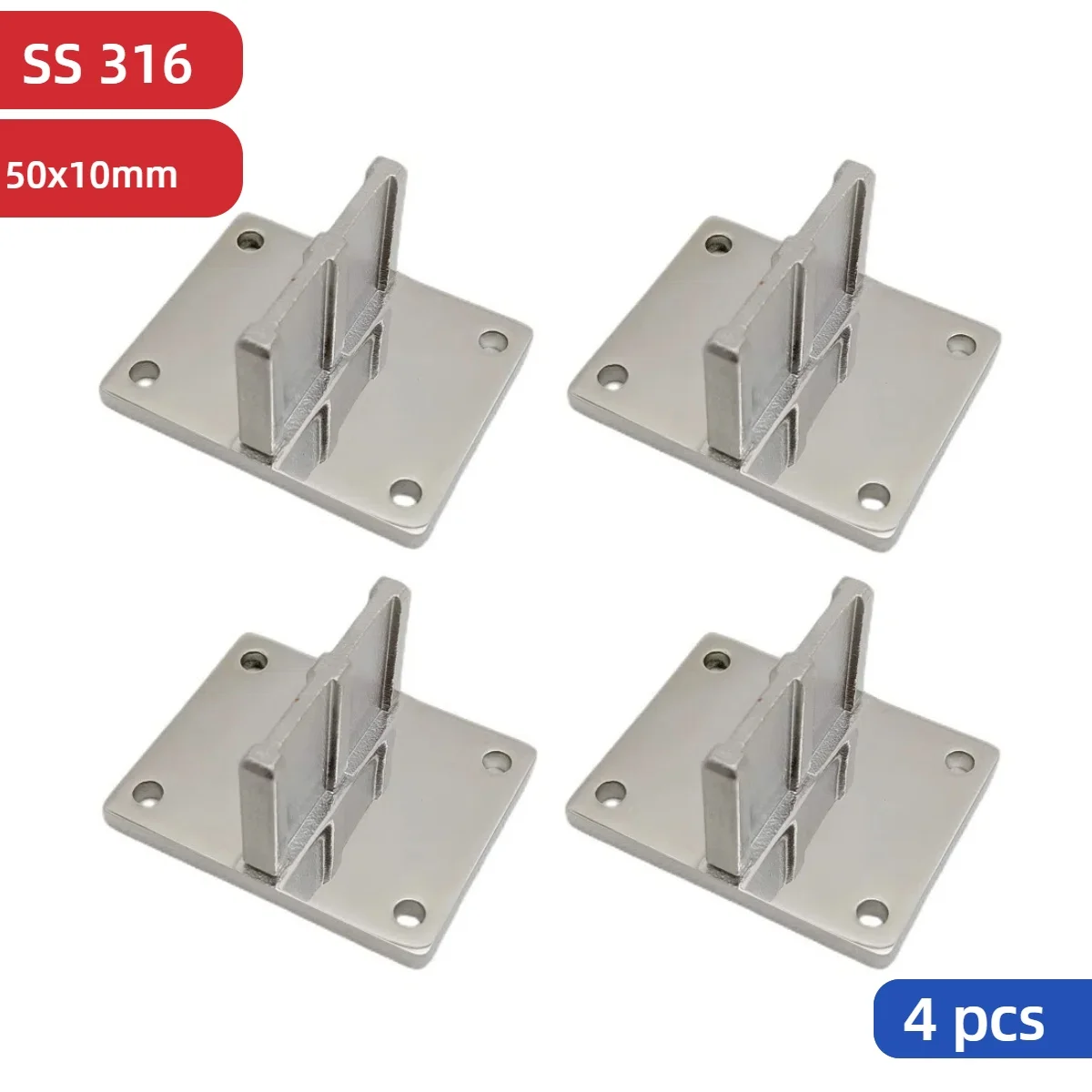4PCS Stainless Steel Handrail Fitting Rectangular Tube in Mirror Polished Stair Railing