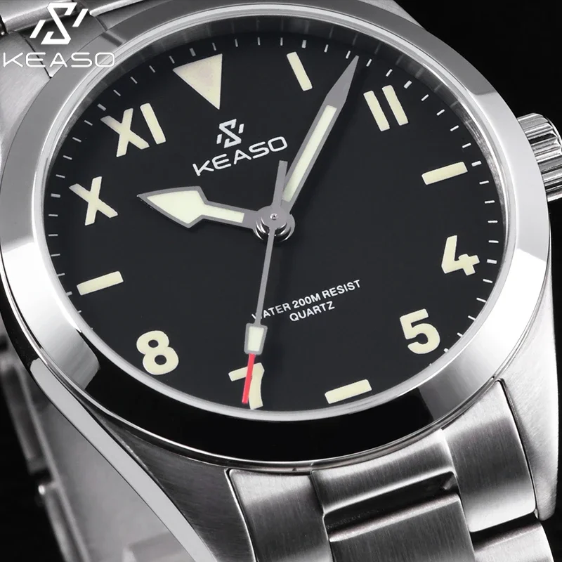 KEASO Top Men's Dive Watches MIYOTA 2035 Quartz Movement Sapphire C3 Luminous 200M Waterproof Sports 316L Solid Steel Watch