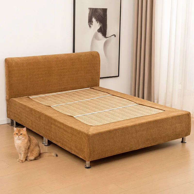 Bed Headboard and Bed Frame Cover Chenille Fabric Box Spring Cover Anti-Scratch Cat Proof Removable Washable Bed Head Slipcover