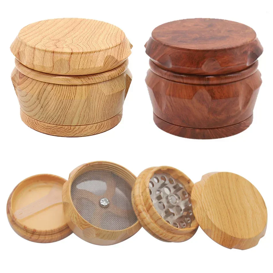 Woody 4 Layers Smoke Grinder about 60MM Metal Resin Wood 63 Big Spice Tobacco Drum-Shaped Cigarette Herb Crusher Accessories