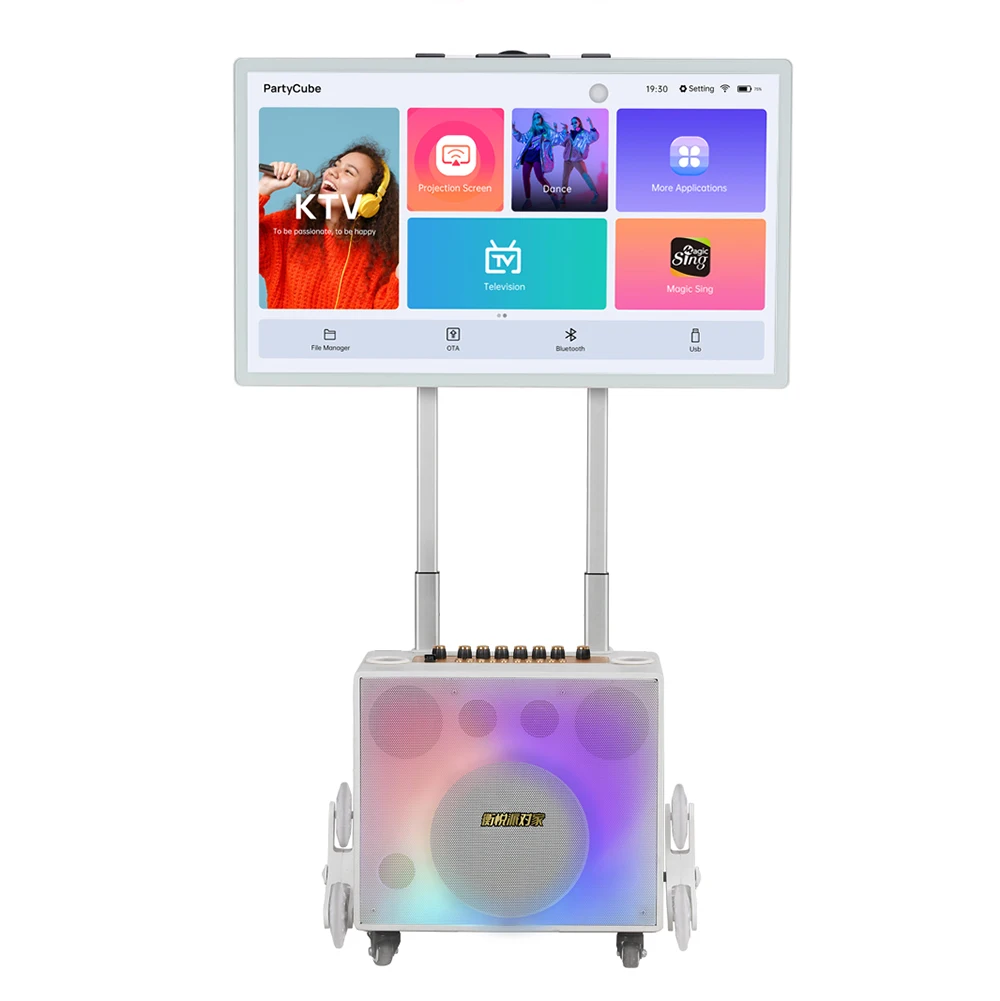 

Portable Karaoke Player with Speaker Display Two Wireless Microphones Live Entertainment-Hot Sale