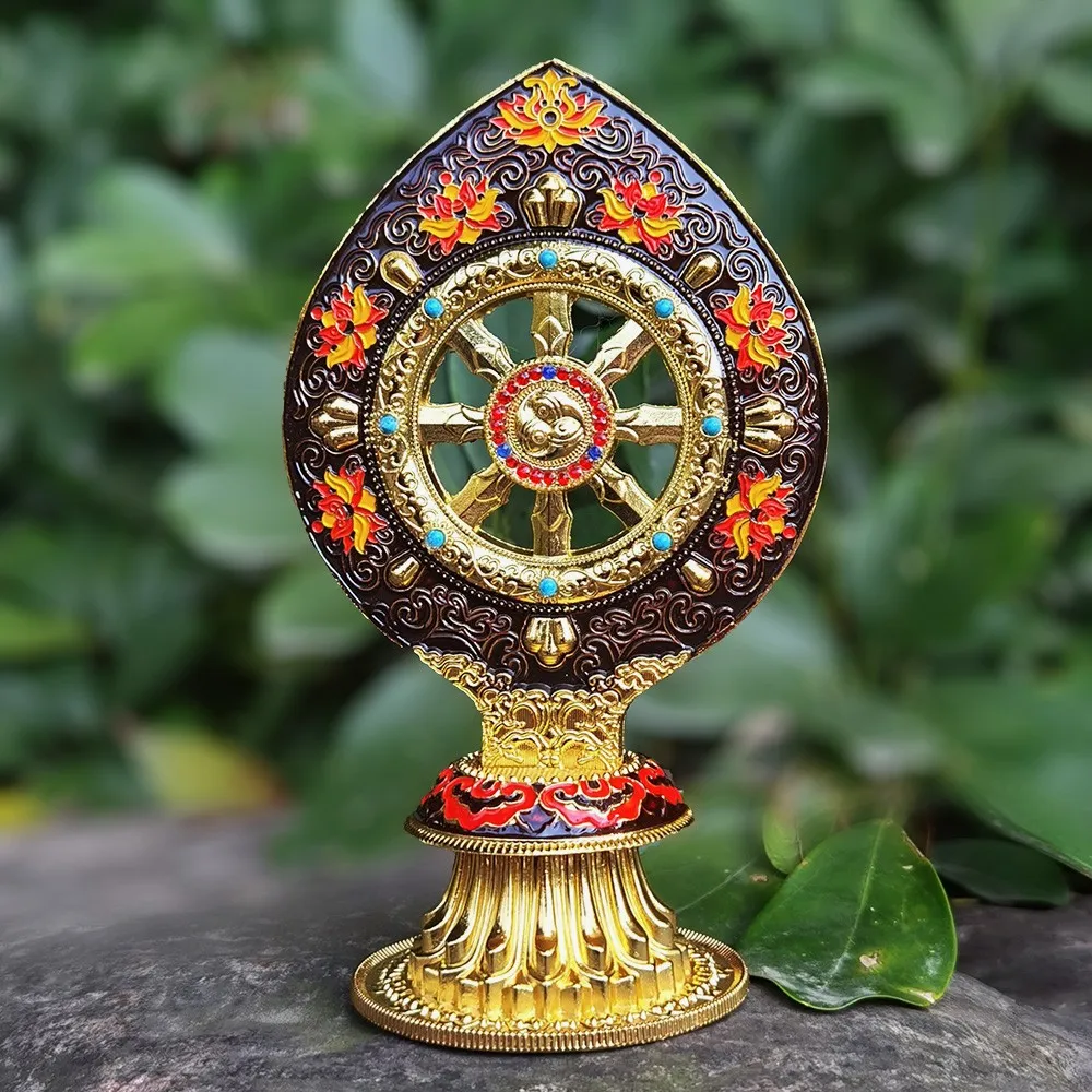 

Тибетское колесо Дхармы для медитации и йоги, духовное дзен-украшение для стола, буддийская статуэтка лотоса, подарок для декора дома