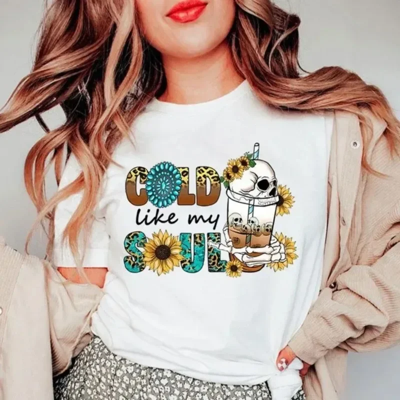 Cotton  100% Cold Like My Soul. Crew-neck Short-sleeved T-shirt Top Graphic T Shirts  Women Clothing  Harajuku