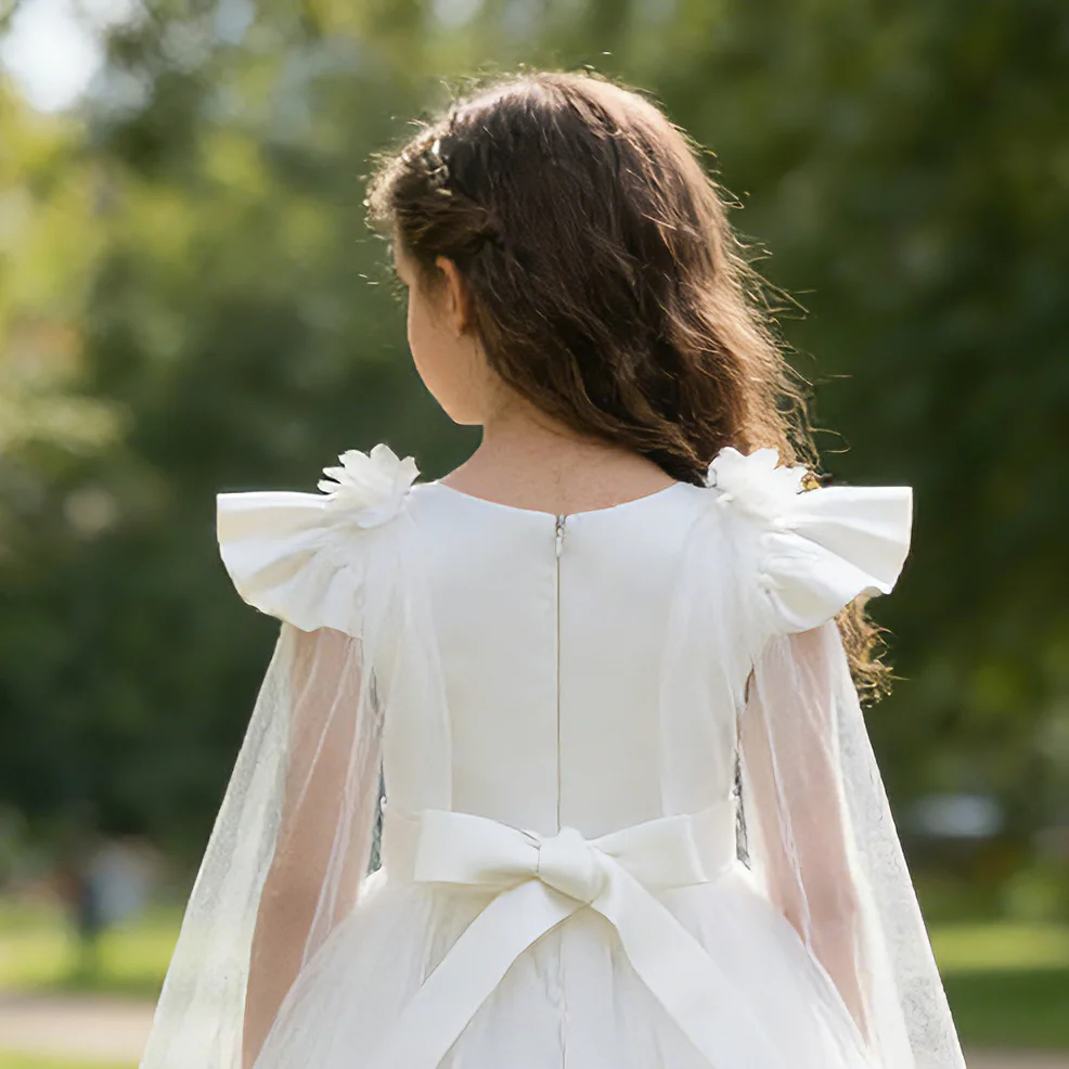 Flower Girl Dresses for Wedding Guest Kids Bridesmaid White Lace Formal Performance Party Ball Gown 10 12 Year view 6