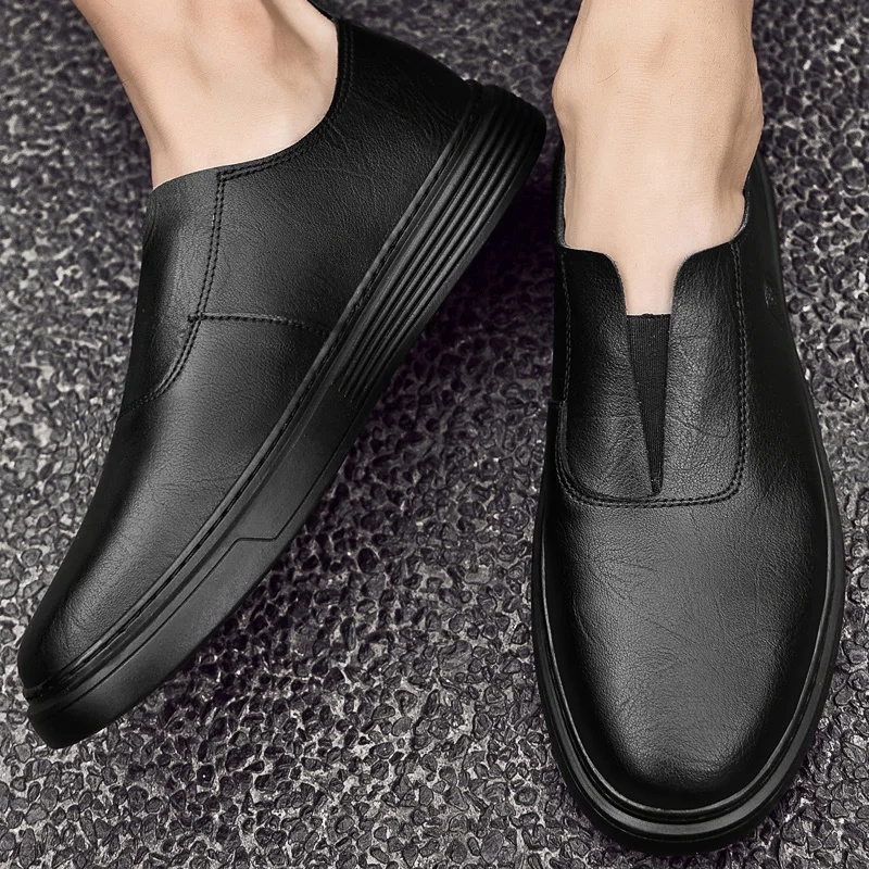 Leather Men Casual Shoes Youth Latest Trend Luxury Brand 2023 Mens Loafers Moccasins Business Daily Slip on Black Driving Shoes