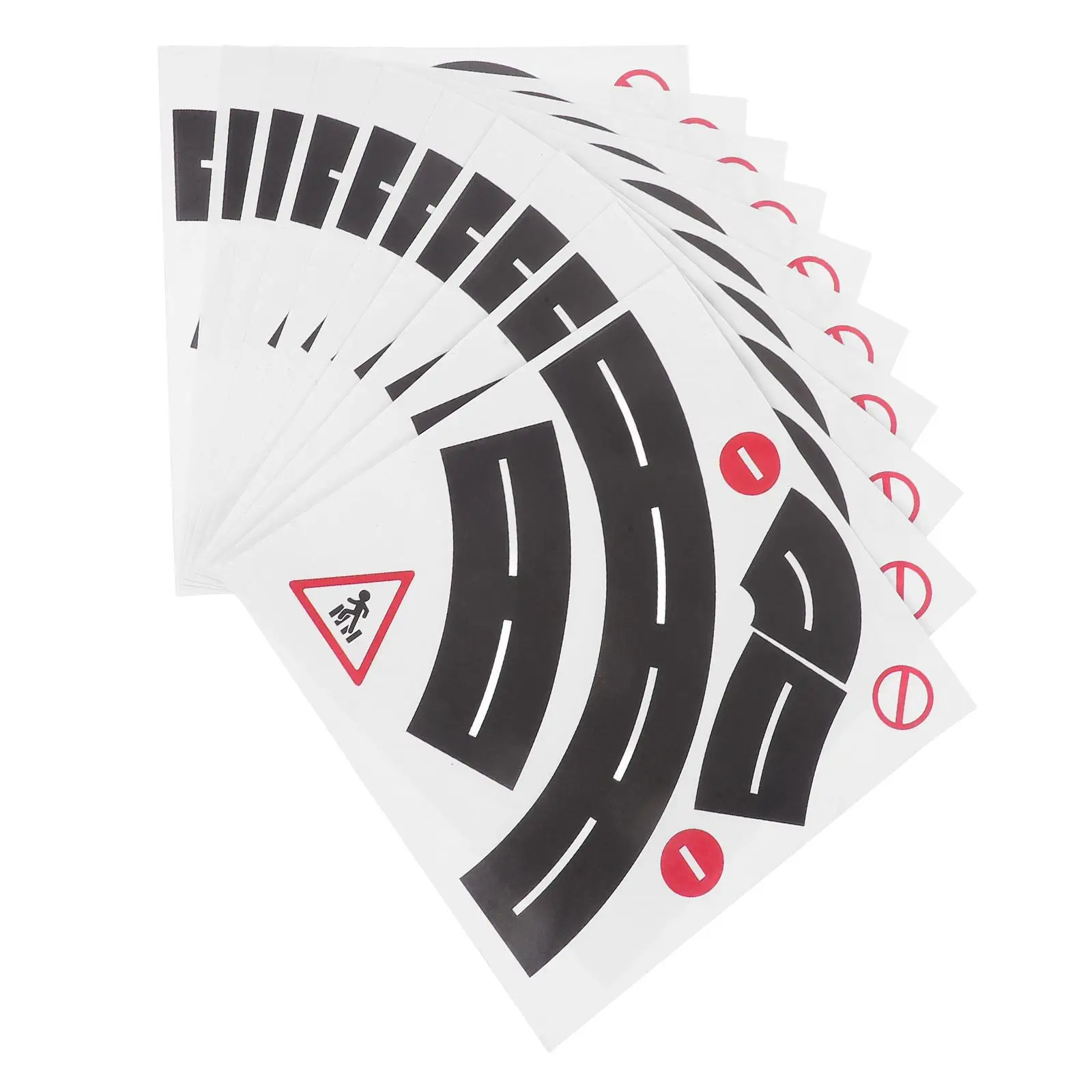 10pcs Highway Curve Stickers Traffic Sign Construction DIY Yard Child Removable Educational Street Signs