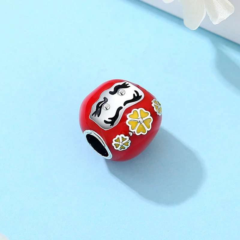 Original Silver Plated Charms For Women Daruma Doll Love Travel Pendant Beads Fit Pandora Bracelets Necklaces Women DIY Jewelry