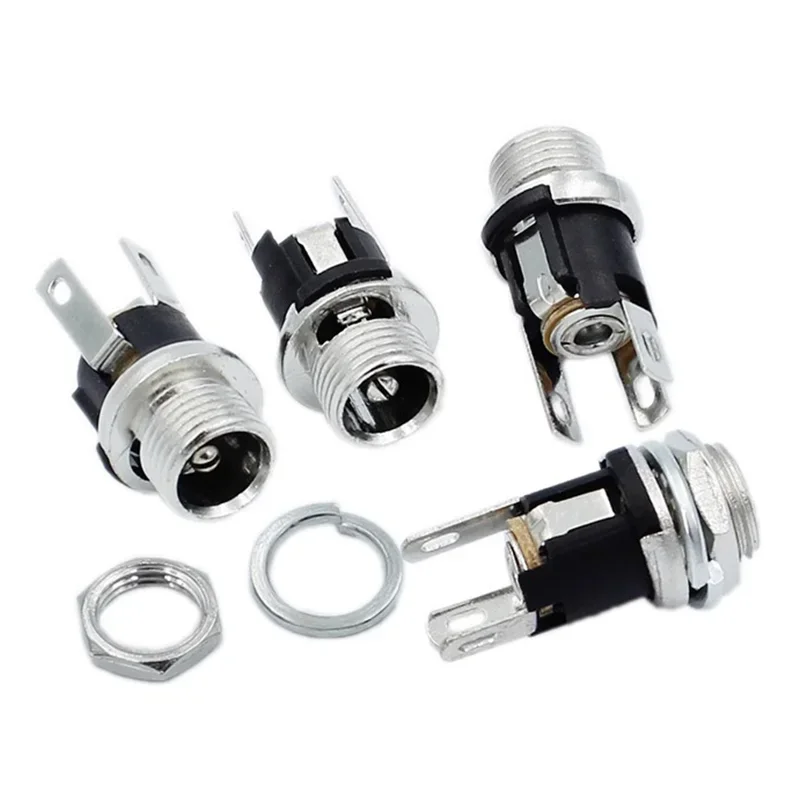 10/50/200PCS 5.5x2.1mm 5.5x2.5mm DC Socket With Nut DC-025 DC Power Jack Socket Female Panel Mount Connector DC025