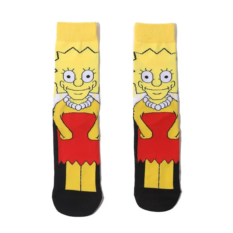 The Simpsons Homer Marge Bart Maggie Sokken Hoge kleurwaarde Anime Cartoon Print Herfst Winter Warme kousen voor heren en dames