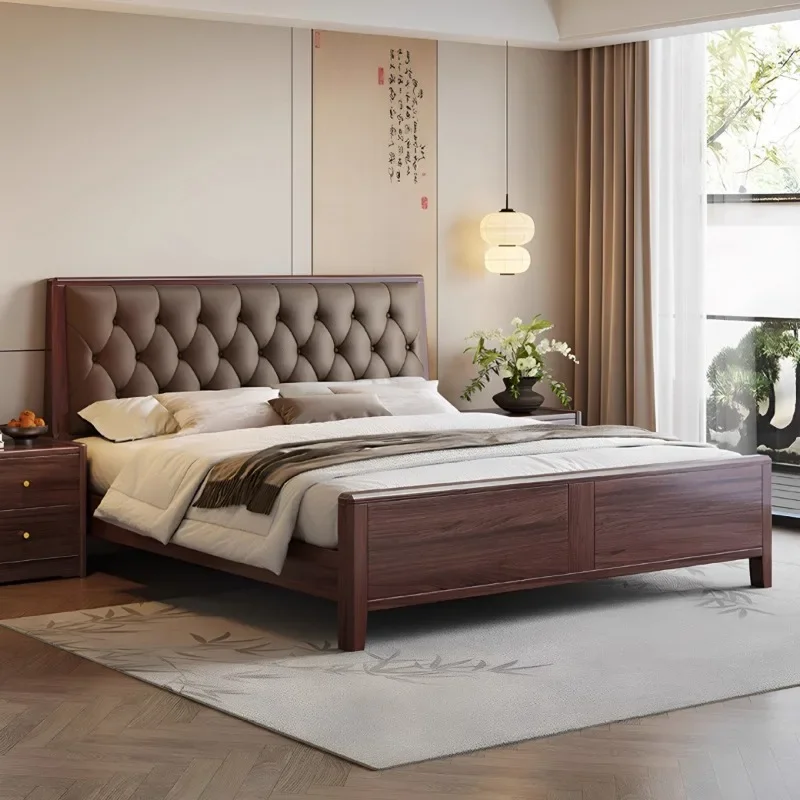 North American black walnut solid wood bed, mortise and tenon full bed, master bedroom furniture 1.8 meters double