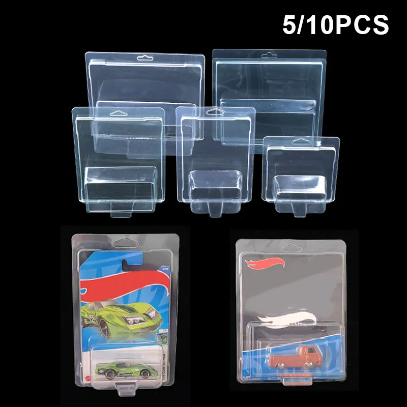 5/10Pcs Car Toy Transparent Display Case Hotwheels Protective Shell Boulevard Transport fleet Model Card Board Collect Protect