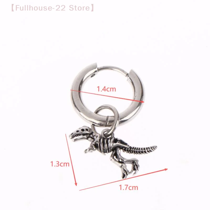 【MAX-22】فاسق ديناصور هوب القرط للرجال الديناصور ريكس الهيكل العظمي أقراط الفولاذ المقاوم للصدأ ديناصور المتحمسين المجوهرات هدية