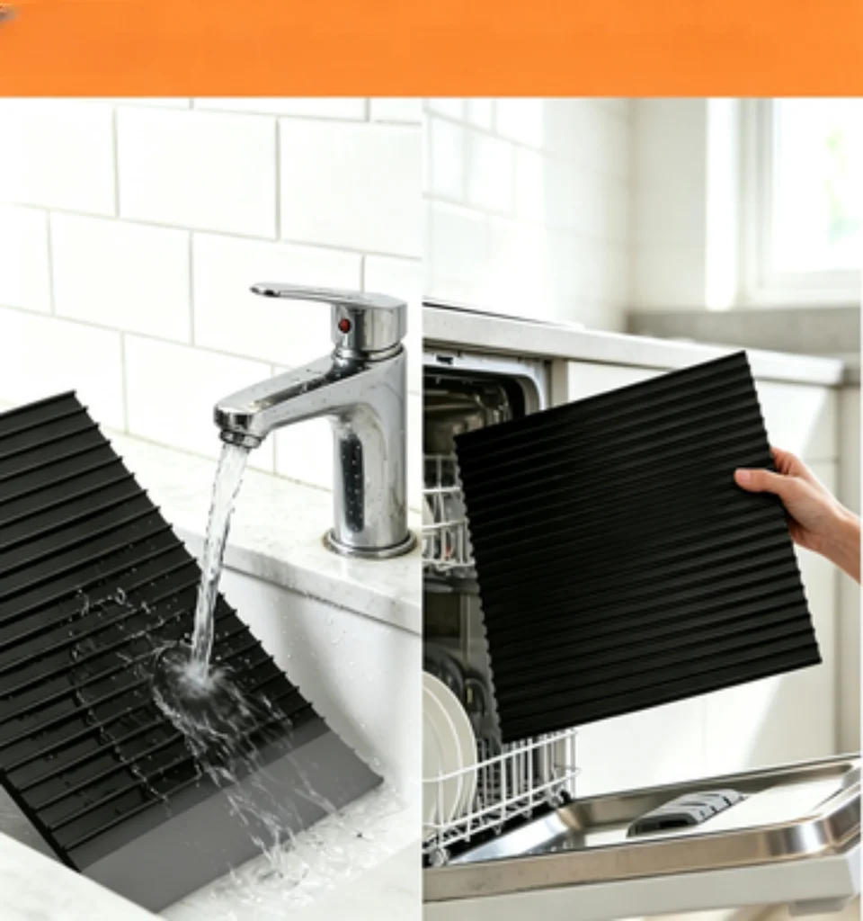 Multifunctional Silicone Kitchen Drain Mat, Non-slip, High Temperature & Heat Resistant, Drying Pad for Tableware, Dishes, Fruit