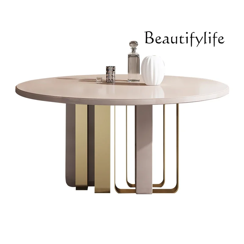M Round Table Tempered Frosted Glass Dining Table And Chair Combination Modern Simplicity With Turntable Nordic Design Home
