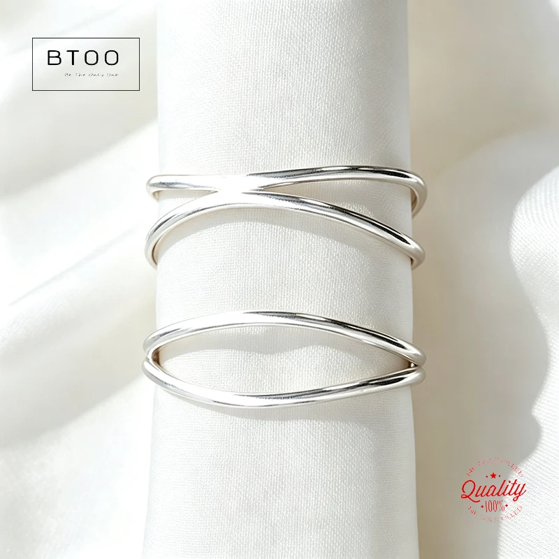 925 Sterling Silver Wave Ring Double Line Silver Accessories Bulk DIY Jewelry Findings for Wholesale