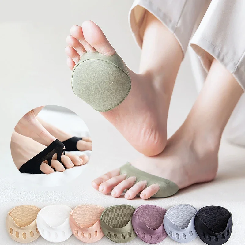 Women Kawaii Stitch Five Fingers Toe Half Socks Slippers Summer Invisible Pinkies High Heel Low Cut Foot Stockings for Ladies