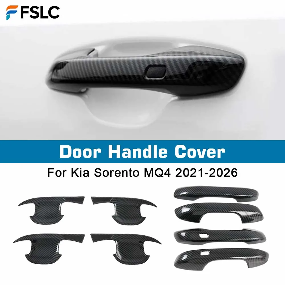 

⭐Genuine⭐ Car Door Handle Bowl Cover For Kia Sorento MQ4 2021-2026 Carbon Fiber Chrome Trim Sticker Styling Accessories