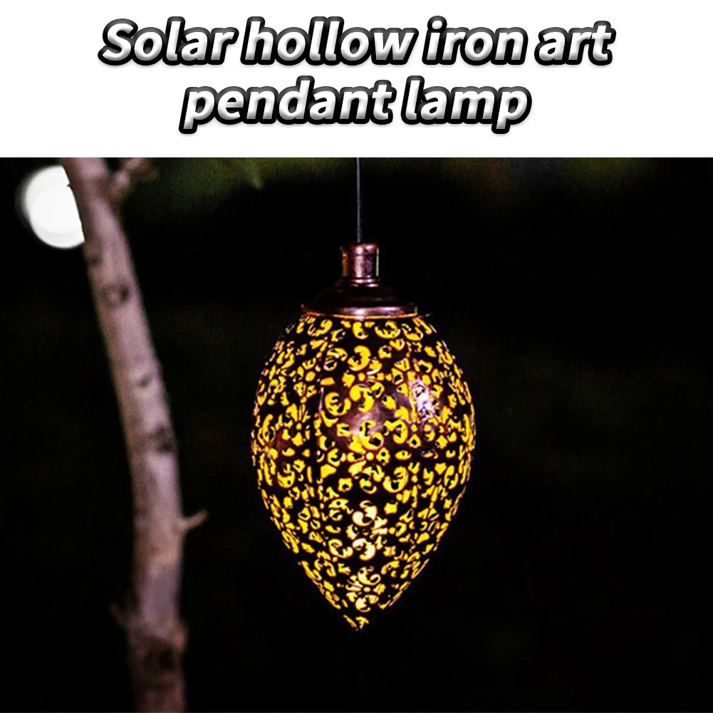 Imagem -04 - Outdoor Impermeável Pendurado Led Jardim Luzes Lanternas Solares Ferro Arte Lâmpada Água Gota Forma Lanternas Decorativas para Quintal Pátio