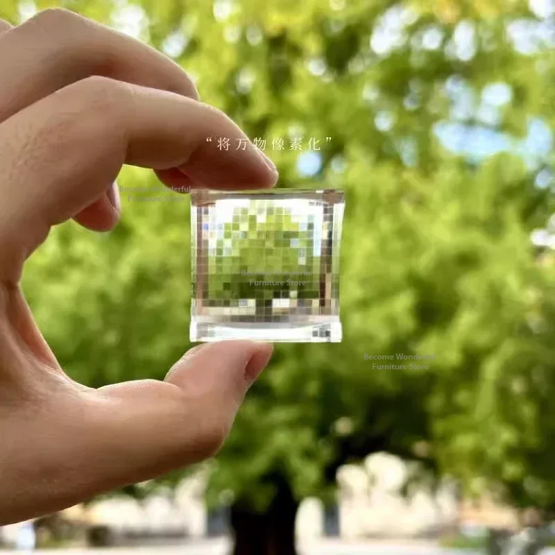모자이크 스타일 픽셀 스타일 크리스탈 픽셀 사진 필터 키 체인 크리 에이 티브 펜던트 크리스탈 디스플레이 독특하고 흥미로운 선물