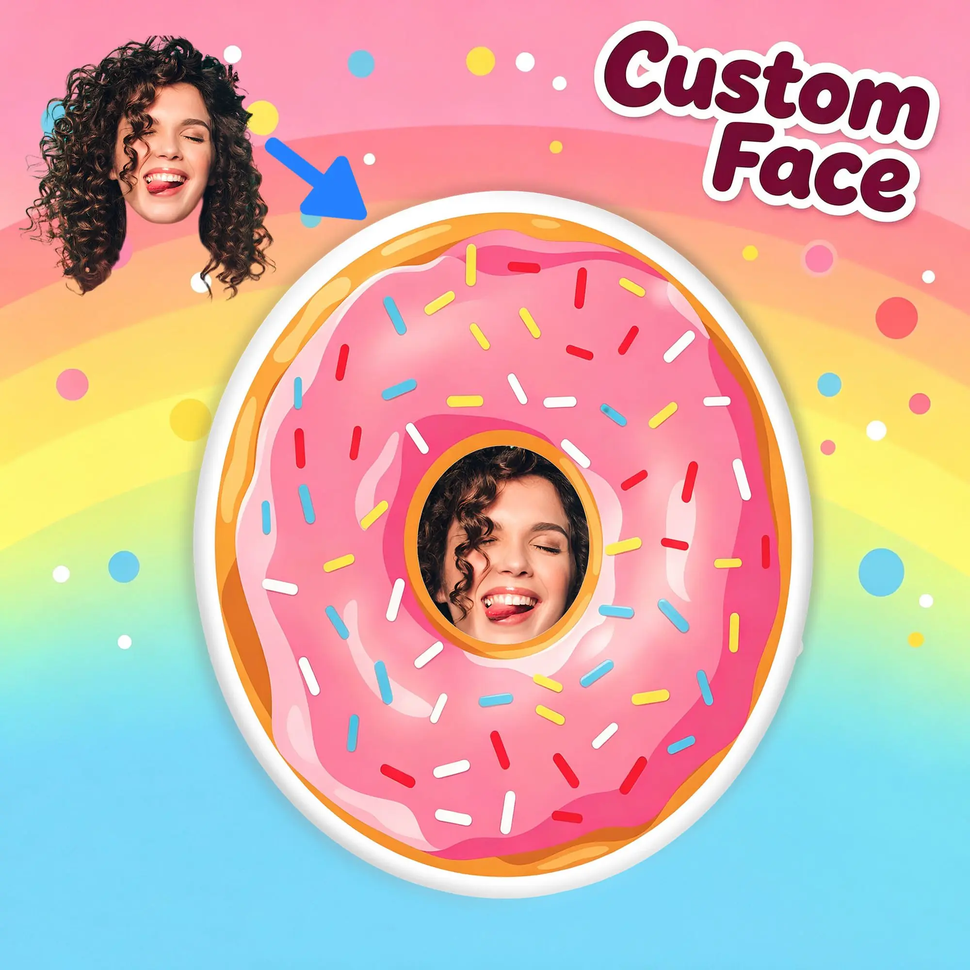 Custom Donut Face Pillow Cushion Double Sided  Stuffed Cushions Personalized Plush Pillows for Living Room Interesting Gift Food