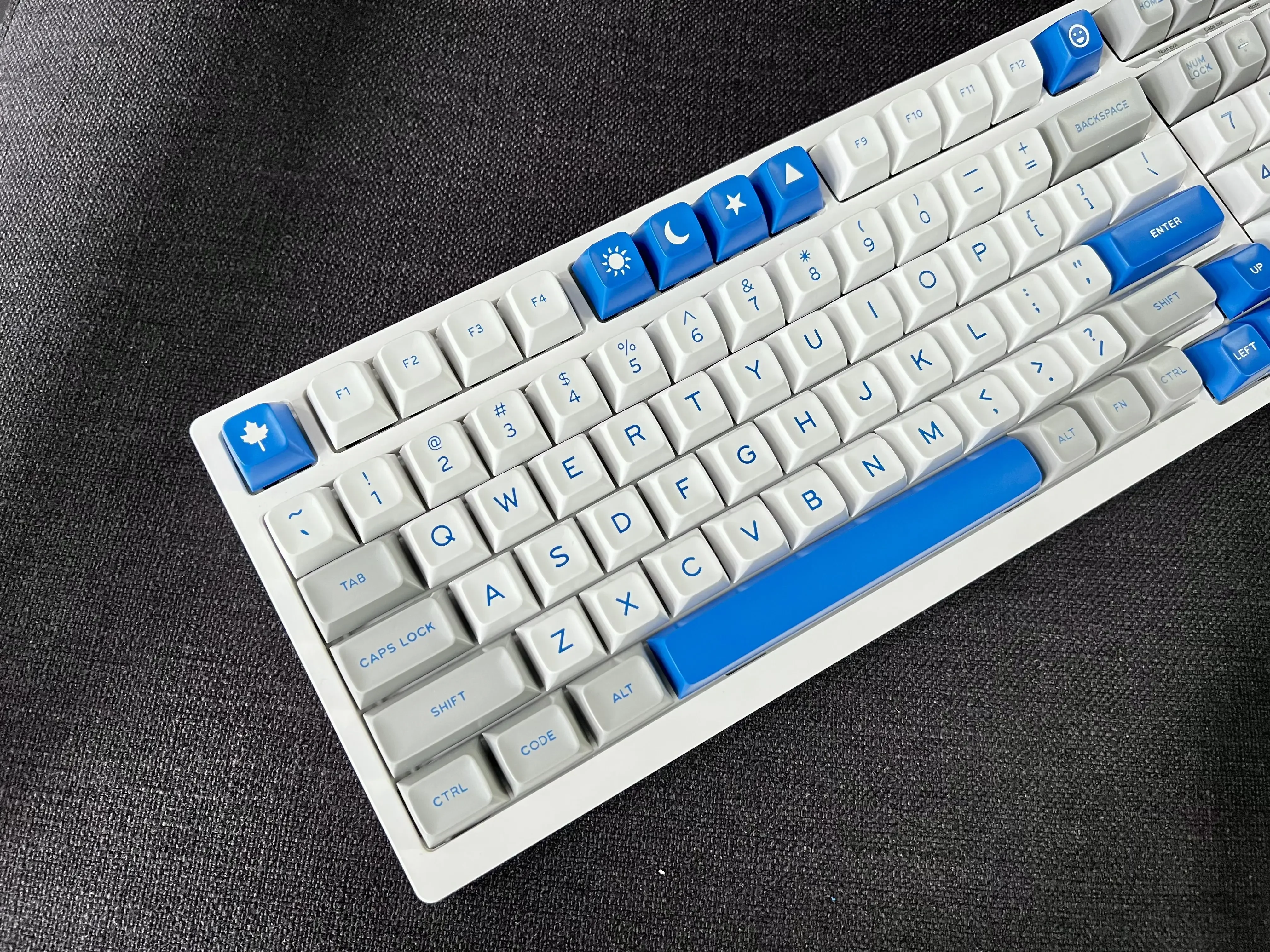 Gray-white-blue SA-height keycap ABS two-color 173-key full set, suitable for mechanical keyboard customization