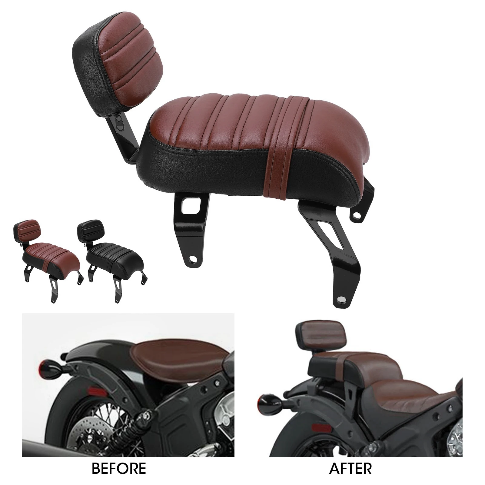 قطع غيار الدراجات النارية مقعد الركاب الخلفي مع مجموعات مسند الظهر لاستبدال مسند الظهر لمقعد الركاب الهندي 2018 ‐ 2023