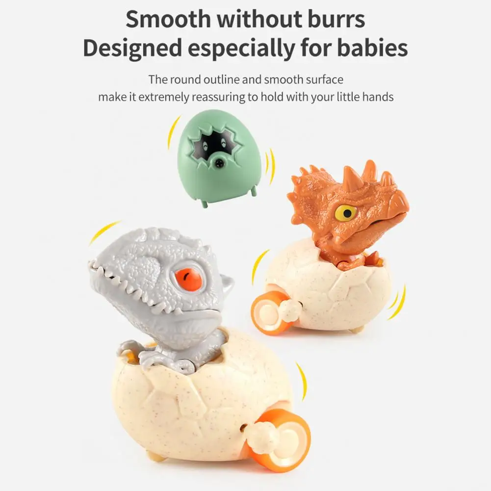 Wind-up Dinosaur Egg Toy Movable Mouth Clockwork Dino Toy with 3 Magnetic Eggs Inertial Drive Cartoon Dinosaur Car Toy