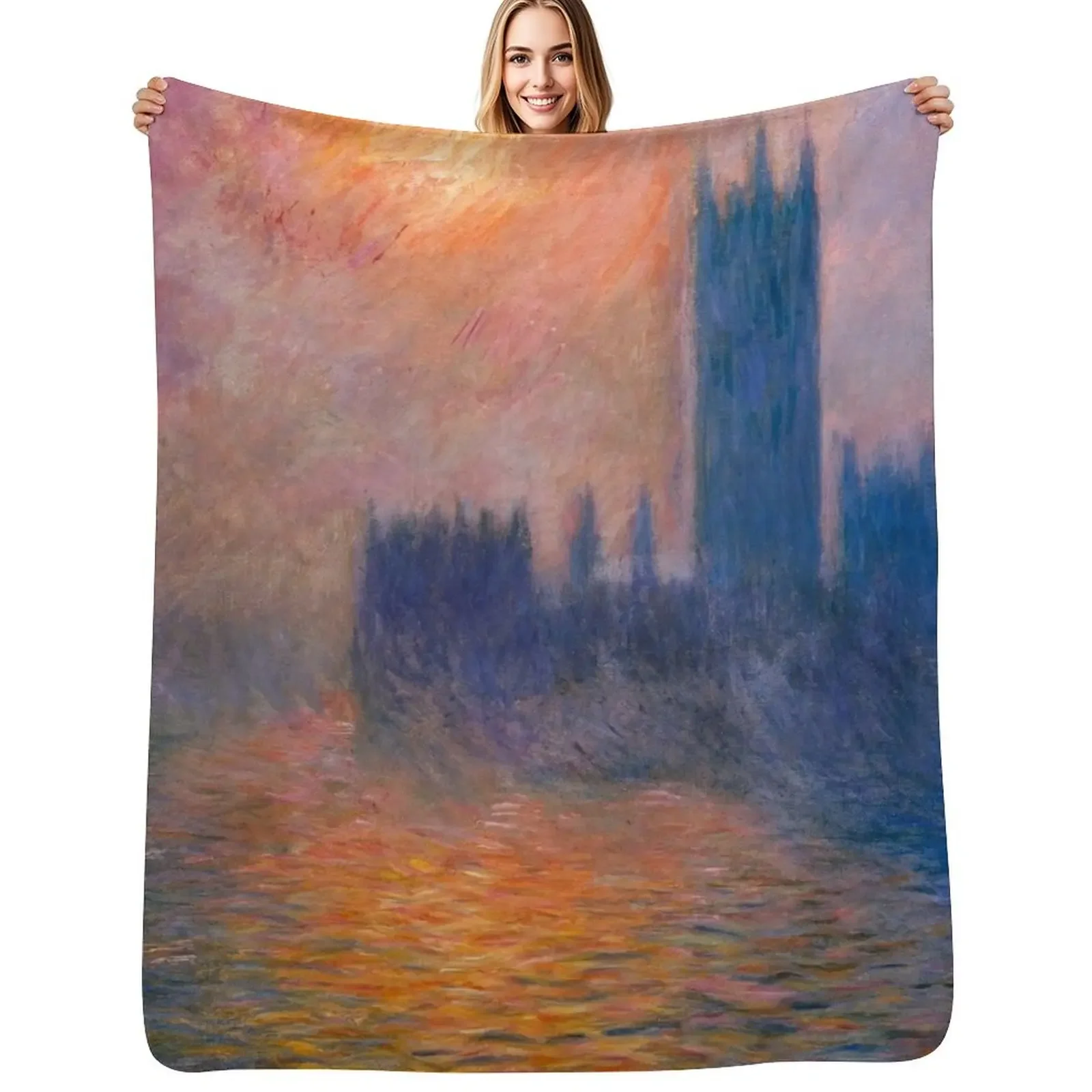 

The Houses of Parliament, Sunset Monet Throw Blanket Comforter Giant Sofa Luxury Thicken Blanket