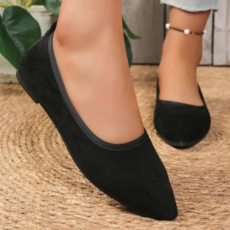 Zapatos de Mujer con Punta Puntiaguda y Suela Plana, Moda Primavera-Otoño 2026, Versátiles, de Boca Baja, Sencillos e Informales