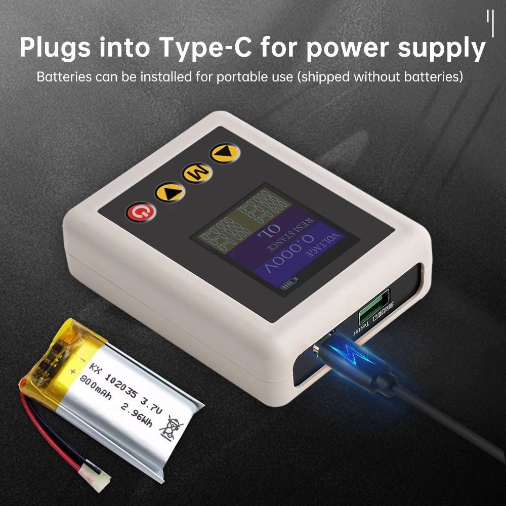 TS4520 0.1mΩ~20Ω High-precision Internal Resistance Detector True 4-Wire 0.001V~45V Voltage Tester 5V Type-C With Kelvin Clip