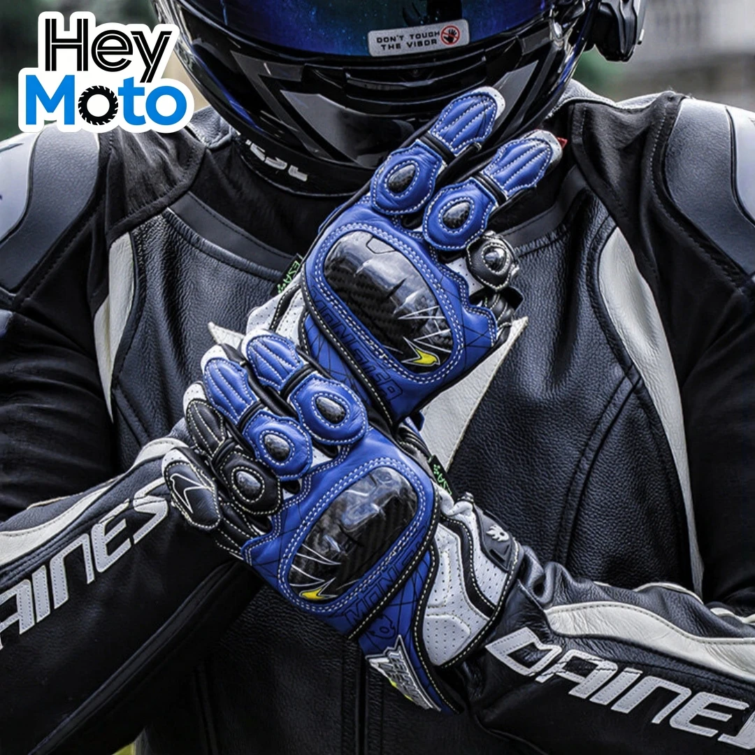 

Motorcycle Leather Gloves Carbon Fiber Shell Luvas Breathable Moto Gloves CE2 Certification Motocross Sheepskin Cycling Gloves