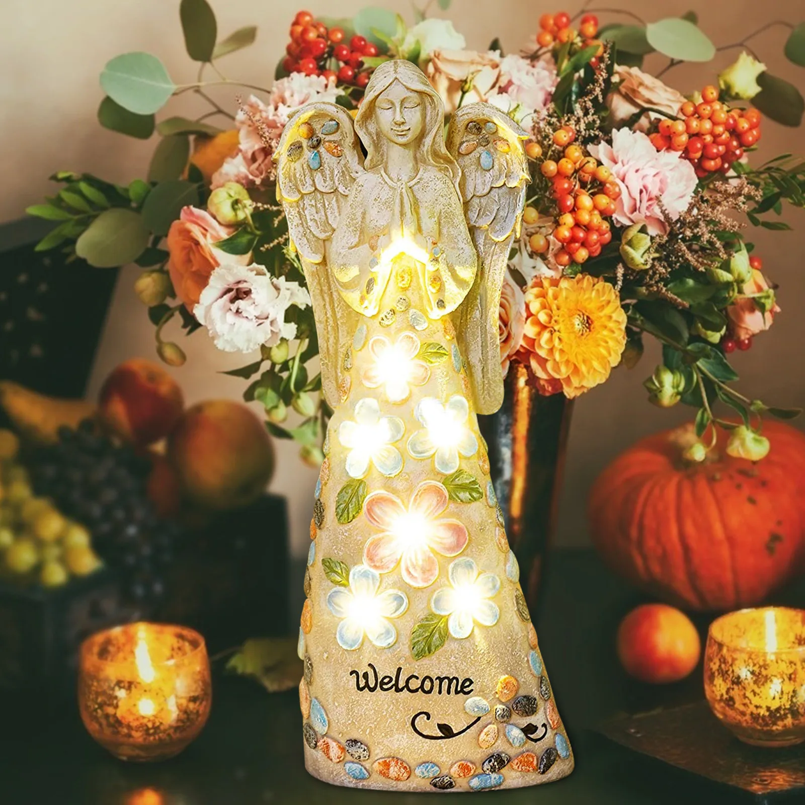 LED Angel Statue Lamp Angel Resin Lamp LED Night Lamp Light Girl Party Desktop Home Decoration