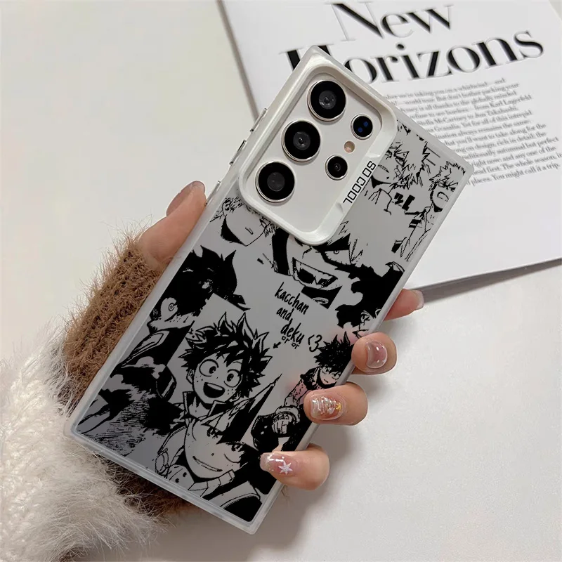 Anime My Hero Academia Phone Case For Samsung Galaxy S24 S23 S22 S21 S20 Plus FE Ultra Colored Silver Plated Inside Cover