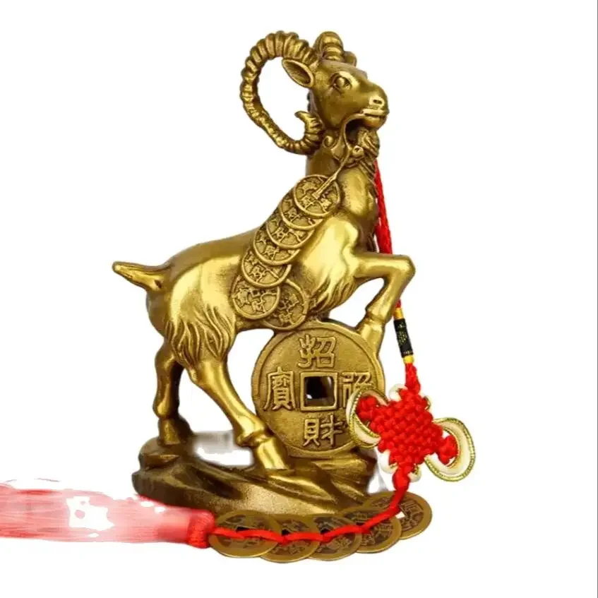 Pure brass money sheep ornaments, home feng shui crafts, copper zodiac sheep decorative ornaments
