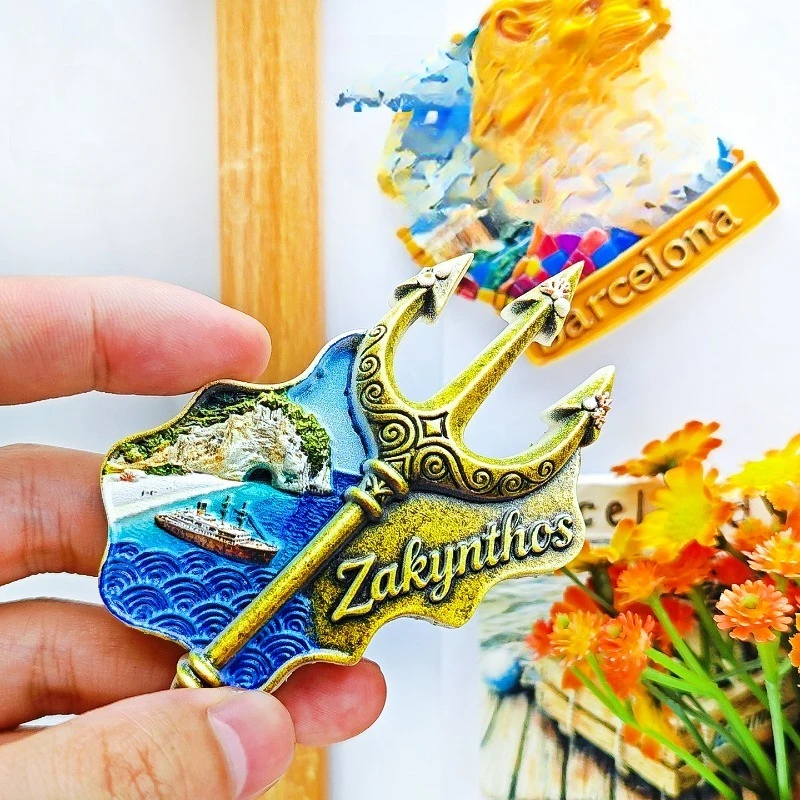 Zakynthos Trident Beach Fridge Magnet - Dramatic 3D Ionian Souvenir Unique Greek Island Gift for Travel & Coastal Decor