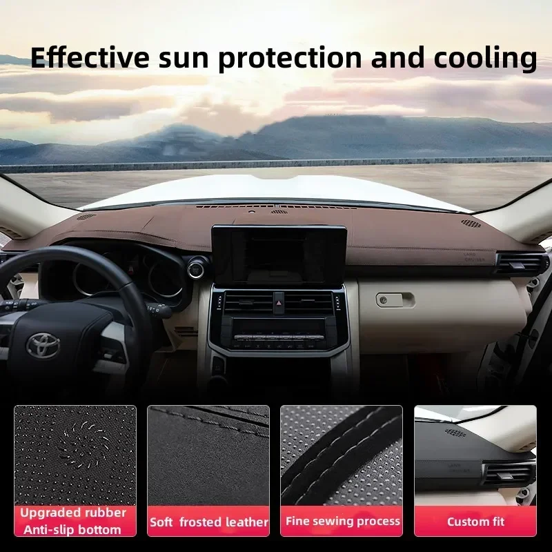 For Toyota Land Cruiser LC300 2022 2023 Car Dashboard Covered Frost Leather Sun Cover UV Anti Slip Protective Pad