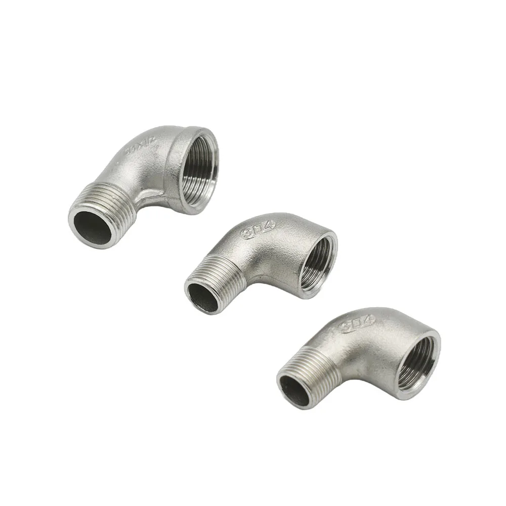 

1/2" 3/8" 3/4 1"Stainless Steel 304 Joint Adapter 90 Deg Elbow BSP Female x Male Pipe Fitting Connector Coupler