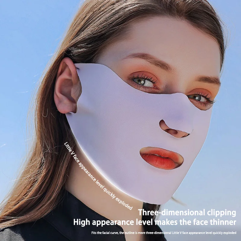 

New Ice Silk Sun UV Protection Mask Full Face Breathable Anti-UV Neck Scarf Dustproof Sunscree Sunshade Face Mask Summer