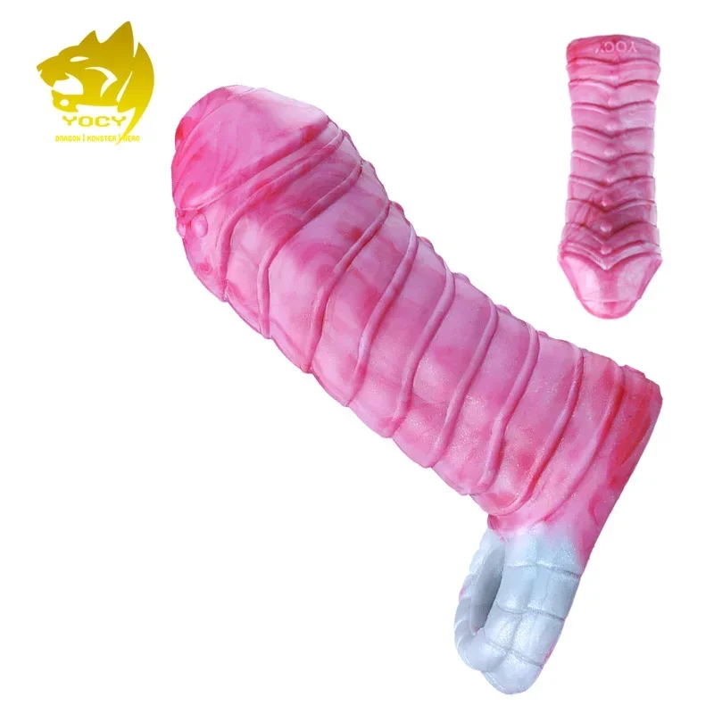 

2024 Men Cock Sheath Monster Dildo Sleeve Condom Penis Enlargement Liquid Silicone Sex Toys For Couples