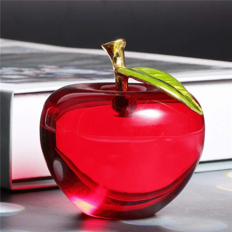 Crystal Apple Paperweight Pretty Crafts Art&Collection Christmas Gifts Home Wedding Decoration Table/Car Ornaments(A)