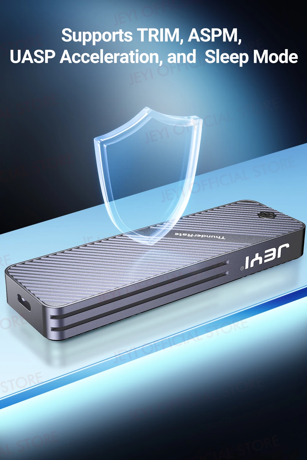 JEYI Visual Smart M.2 NVMe NGFF SSD-Gehäuse, unterstützt 5s-Schreibschutz, 3s Re-connect, USB 3.2 Gen2 10 Gbit/s, UASP-Trimmung – Detail 12