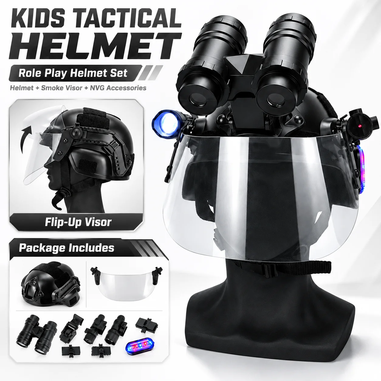 set-di-casco-tattico-per-bambini-con-visiera-e-kit-di-accessori-da-8-pezzi-per-giochi-cs-giochi-di-ruolo-allenamento-all'aperto-e-accessori-per-costumi