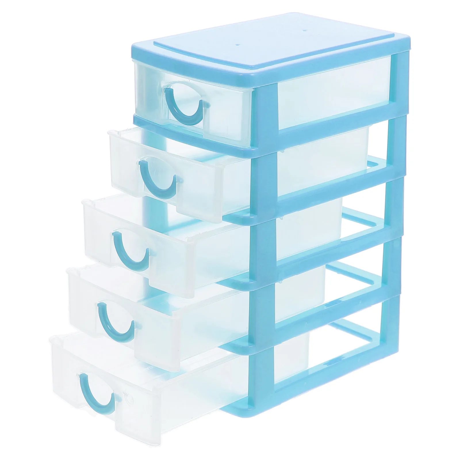 

Five Layer Cabinet Clear Desk Organizer Blue PP Material High Versatile Desktop Storage Transparency