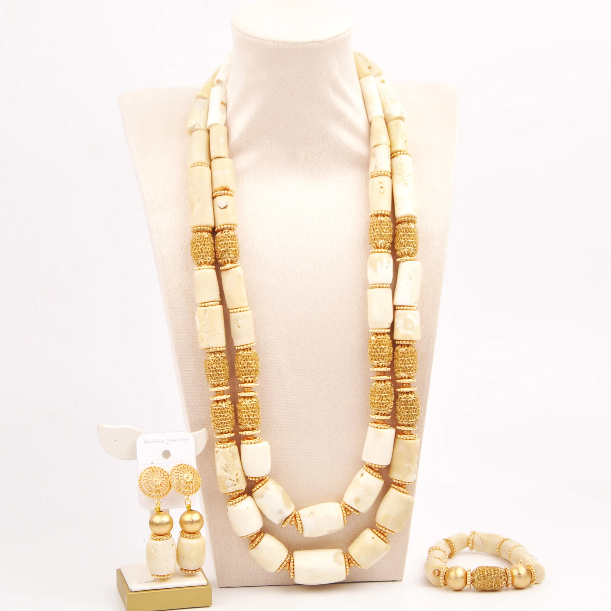 Nigerian bride wedding jewelry African female natural white coral necklace couple jewelry set SHXY-24