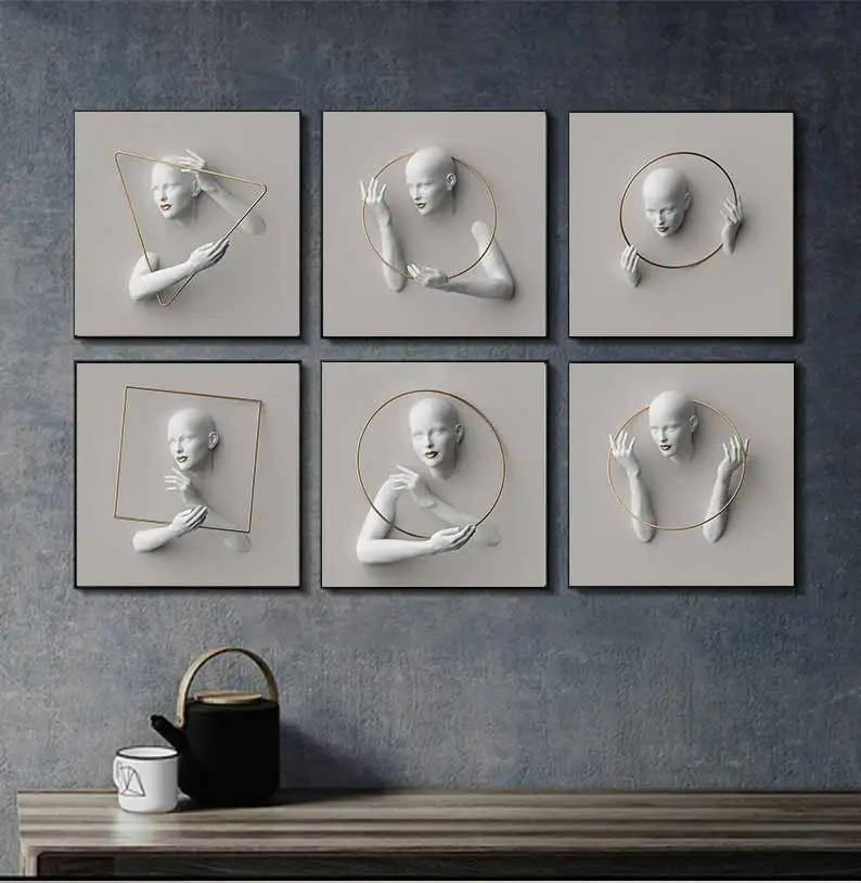 Abstrakte Figuren-Skulptur Poster Nordische Weiße Frauenstatue Leinwanddruck Wandkunst Bild für Moderne Heimdekoration Cuad