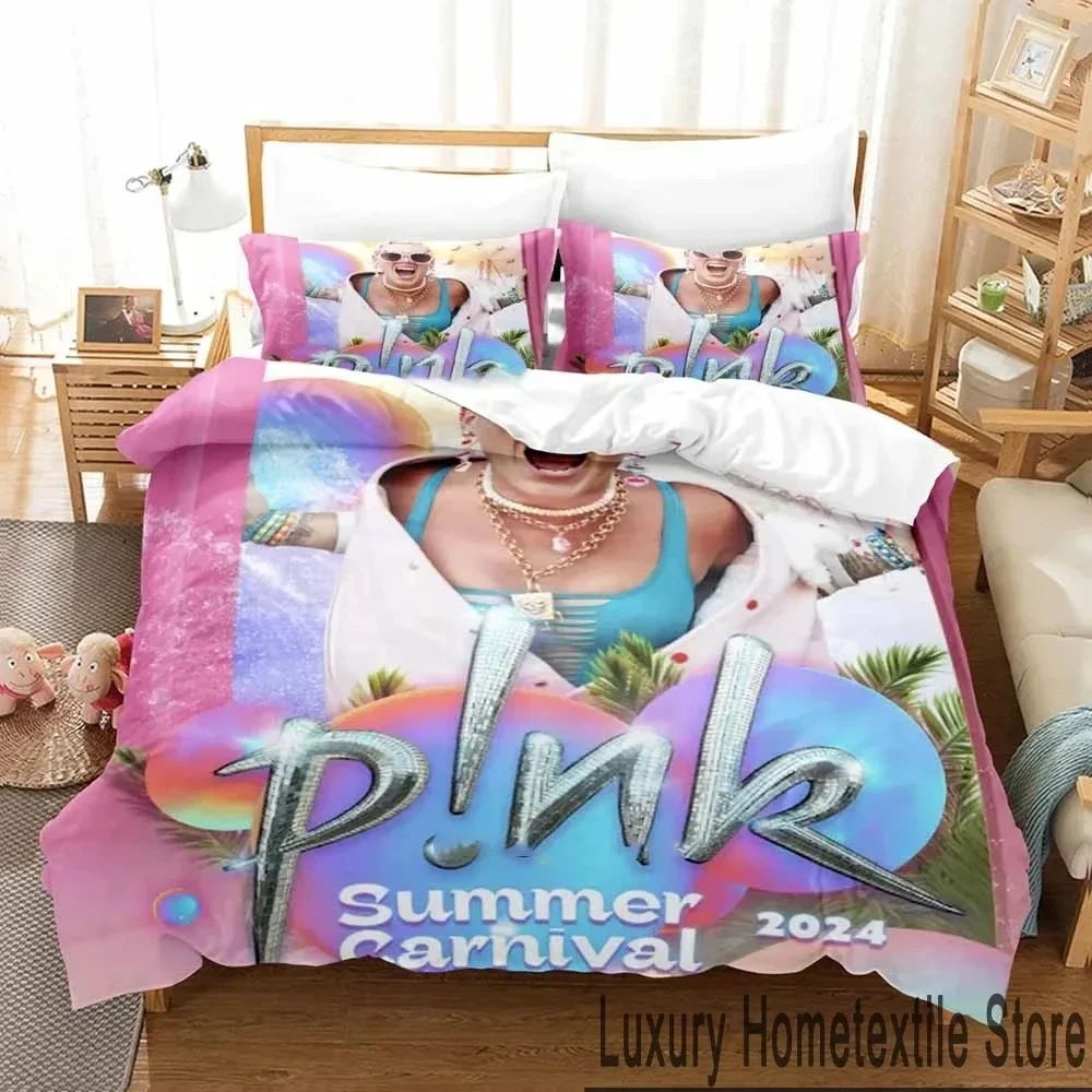 Personality Hip Hop Pink Singer Tour Bedding Set Duvet Cover Bed Set Quilt Cover Pillowcase Comforter king Queen Size Boys Adult